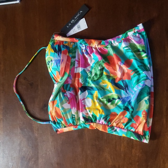 NWT La Blanca Tropea Breeze Bandeau Floral Tankini Top Sz 4 - Picture 4 of 6